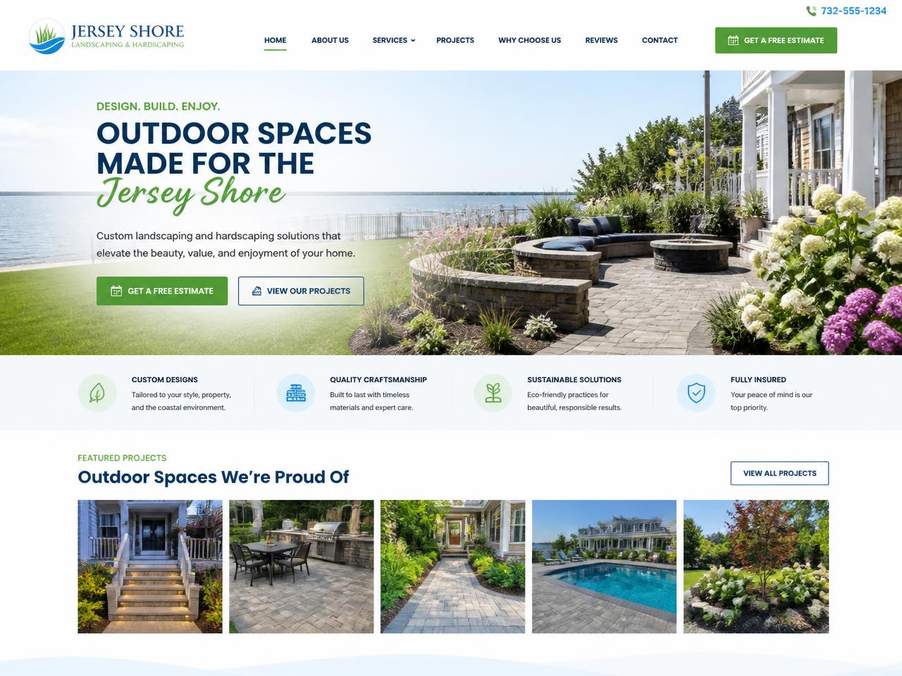 Jersey Shore Landscaping website designed by Jersey Shore Web Pros